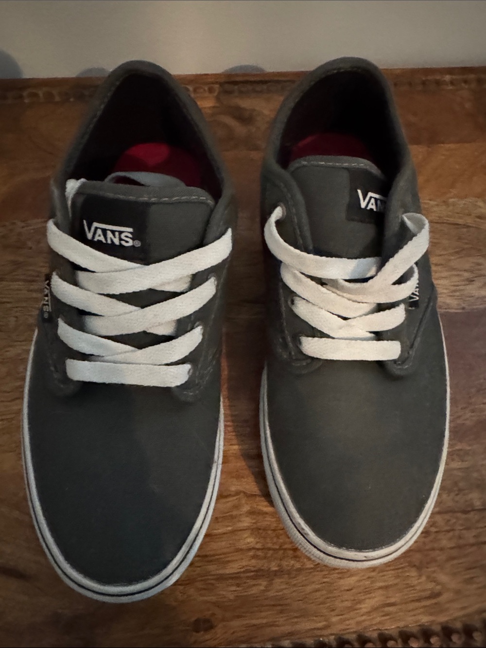 Vans Men’s Gray Canvas Low-Top Sneakers with White Laces